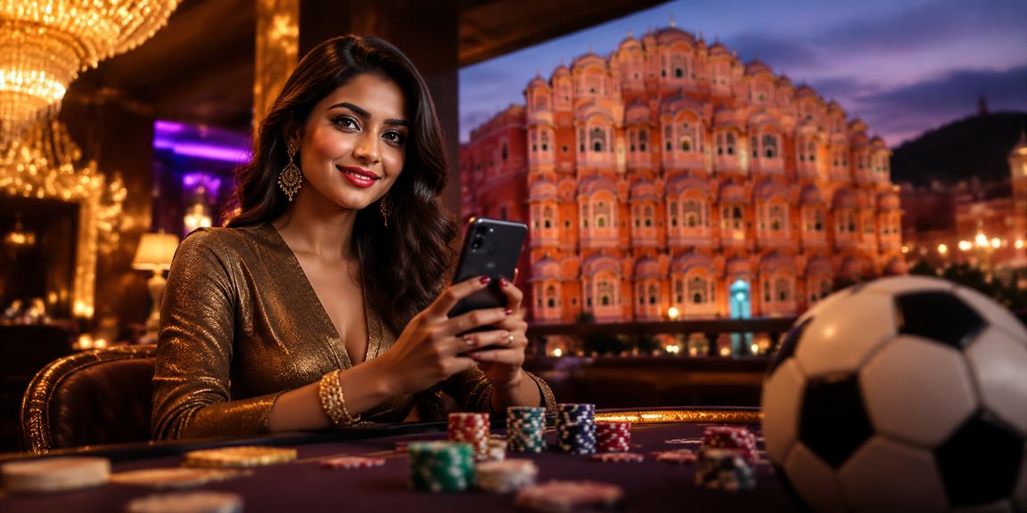 Professional Indian woman near Hawa Mahal football betting